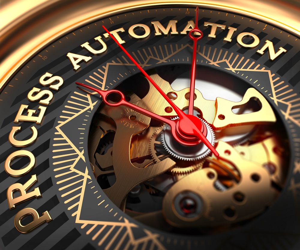Process Automation on Black-Golden Watch Face with Closeup View of Watch Mechanism.-1