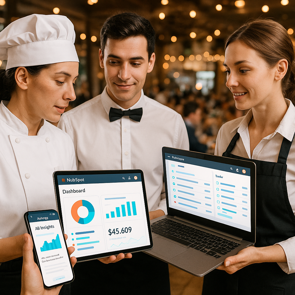 A dynamic visual of a catering team leveraging Hub
